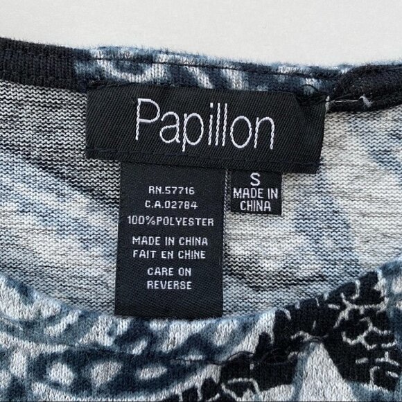 Papillon shift  dress with crew neckline, 3/4 length sleeves, stretch knit, midi - Picture 9 of 10